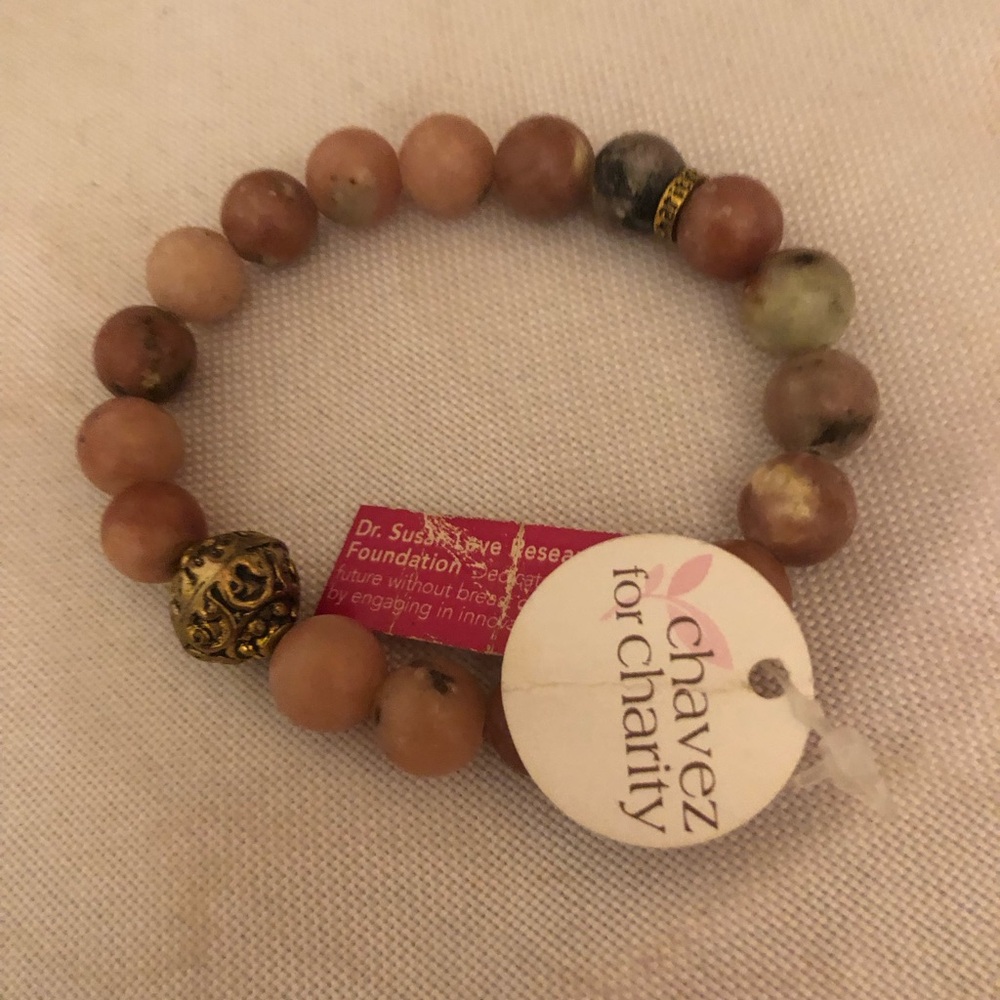 Chavez for Charity Rhodonite Beaded Bracelet- 110A $20 or $15 w/offer